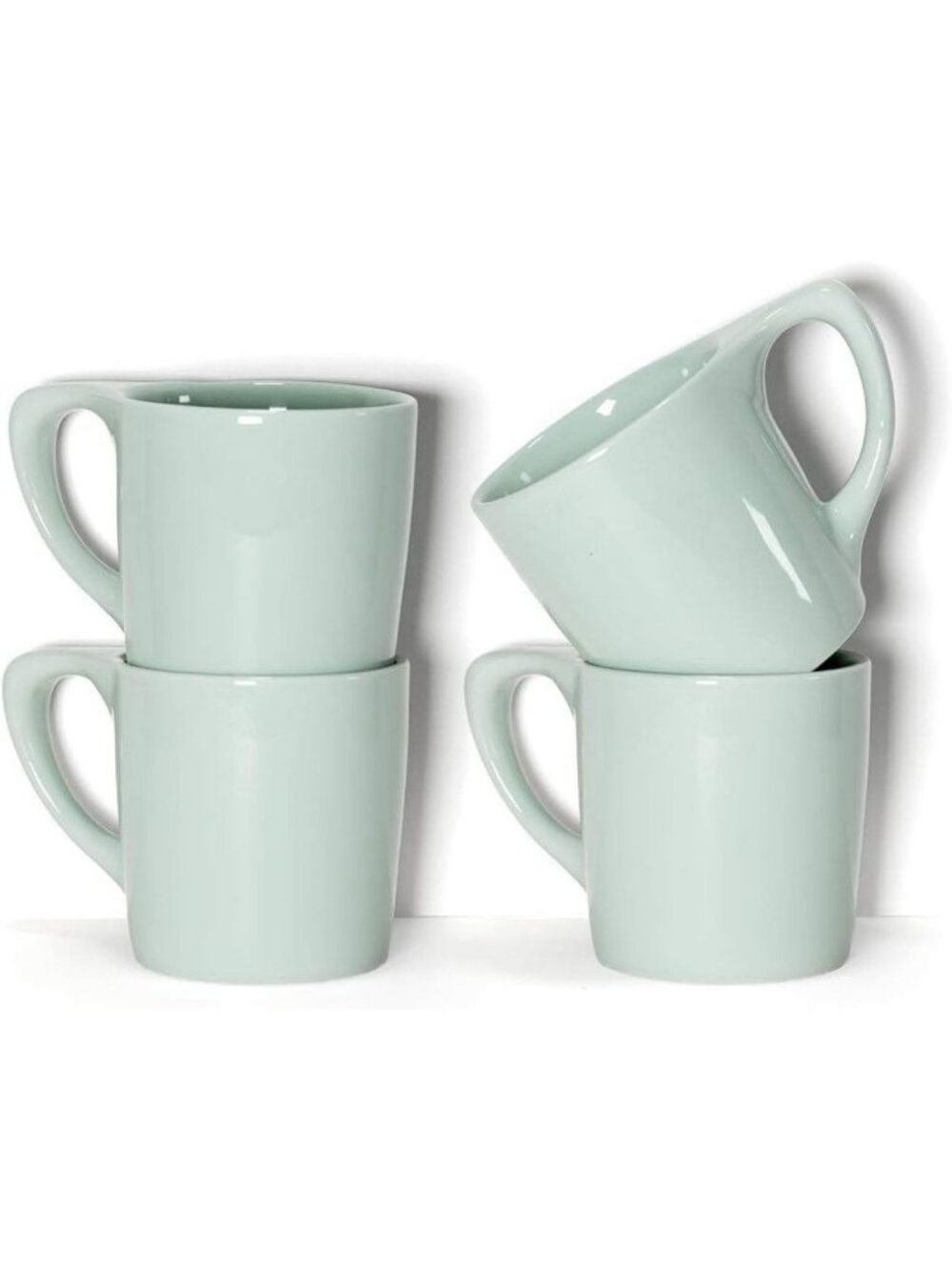 Set of 4 Light Gray Coffee Mugs - Modern Ceramic Drinkware for Home & Office